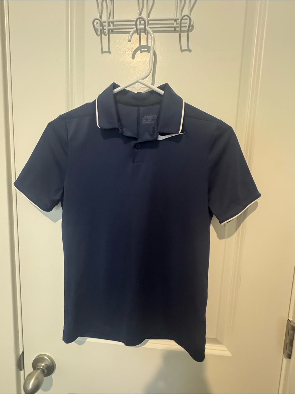 Nike Youth Dri-Fit Navy Polo Shirt with White Piping